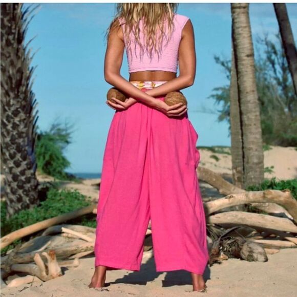Free People Fuchsia Pink Quinn Wide Leg Pants S - Picture 2 of 9